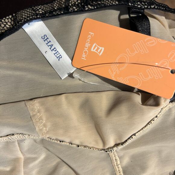 Feelingirl Shaper Black Lace Size LG Bodysuit Wireless Adj Straps Tummy Control - Picture 8 of 11